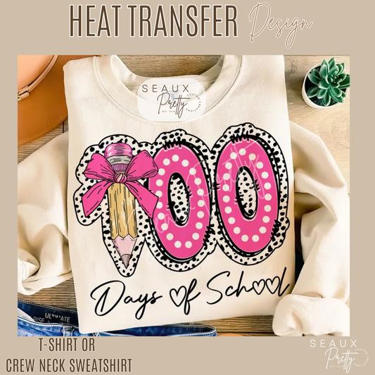 100 Days of School Pencil Bow Tee