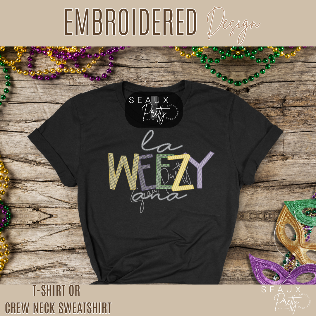 LaWeezyAna Mardi Gras Embroidered Tee