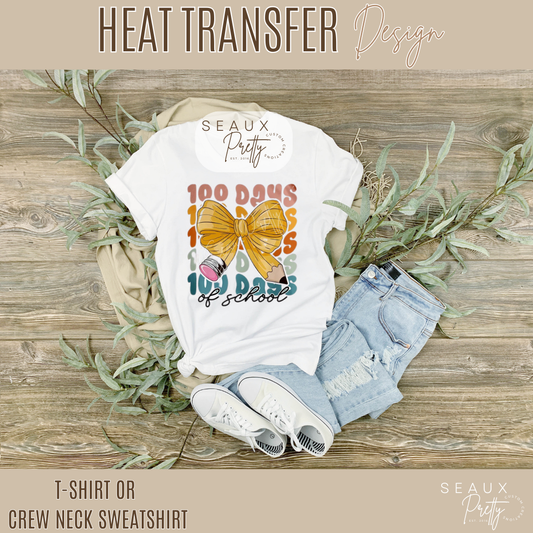 100 Days of School Pencil Bow Version 3 Tee