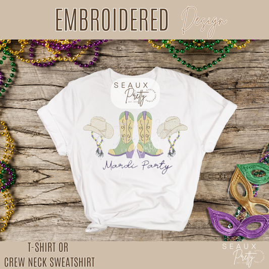 Mardi Party Embroidered Tee
