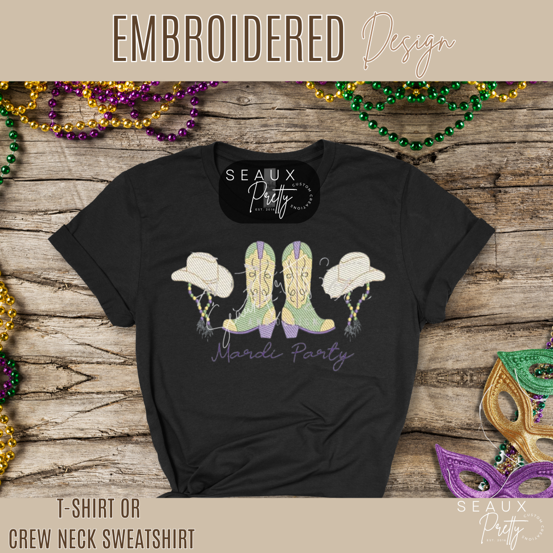 Mardi Party Embroidered Tee