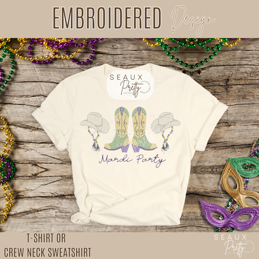 Mardi Party Embroidered Tee