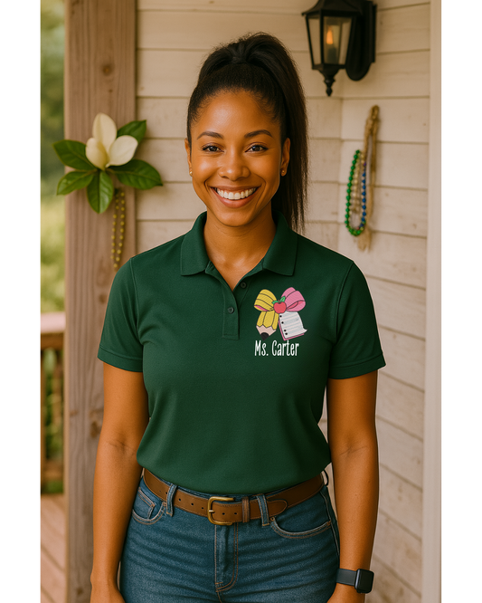 Teacher Notebook Pencil Bow Embroidered Design w/Name