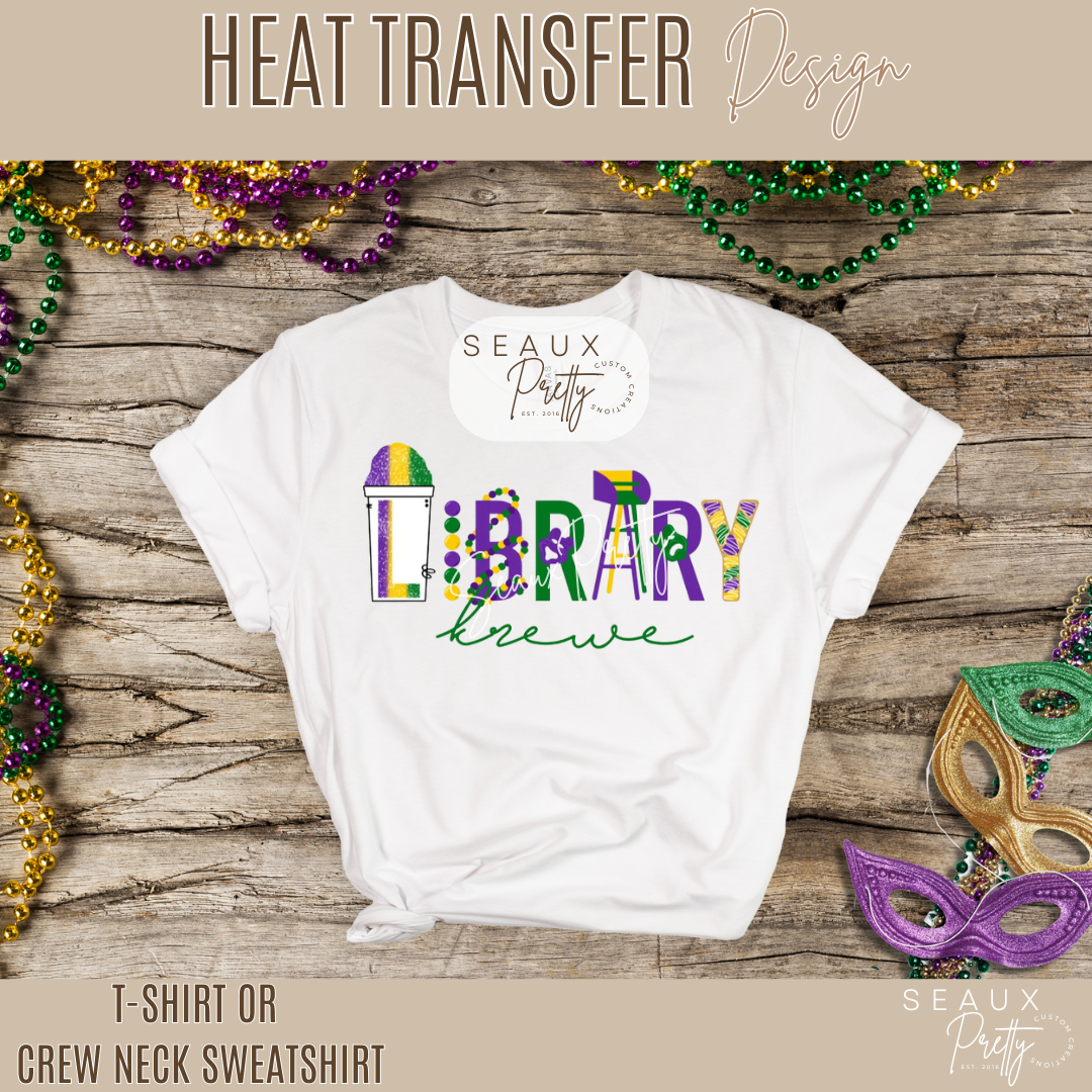 Library Krewe Mardi Gras Tee