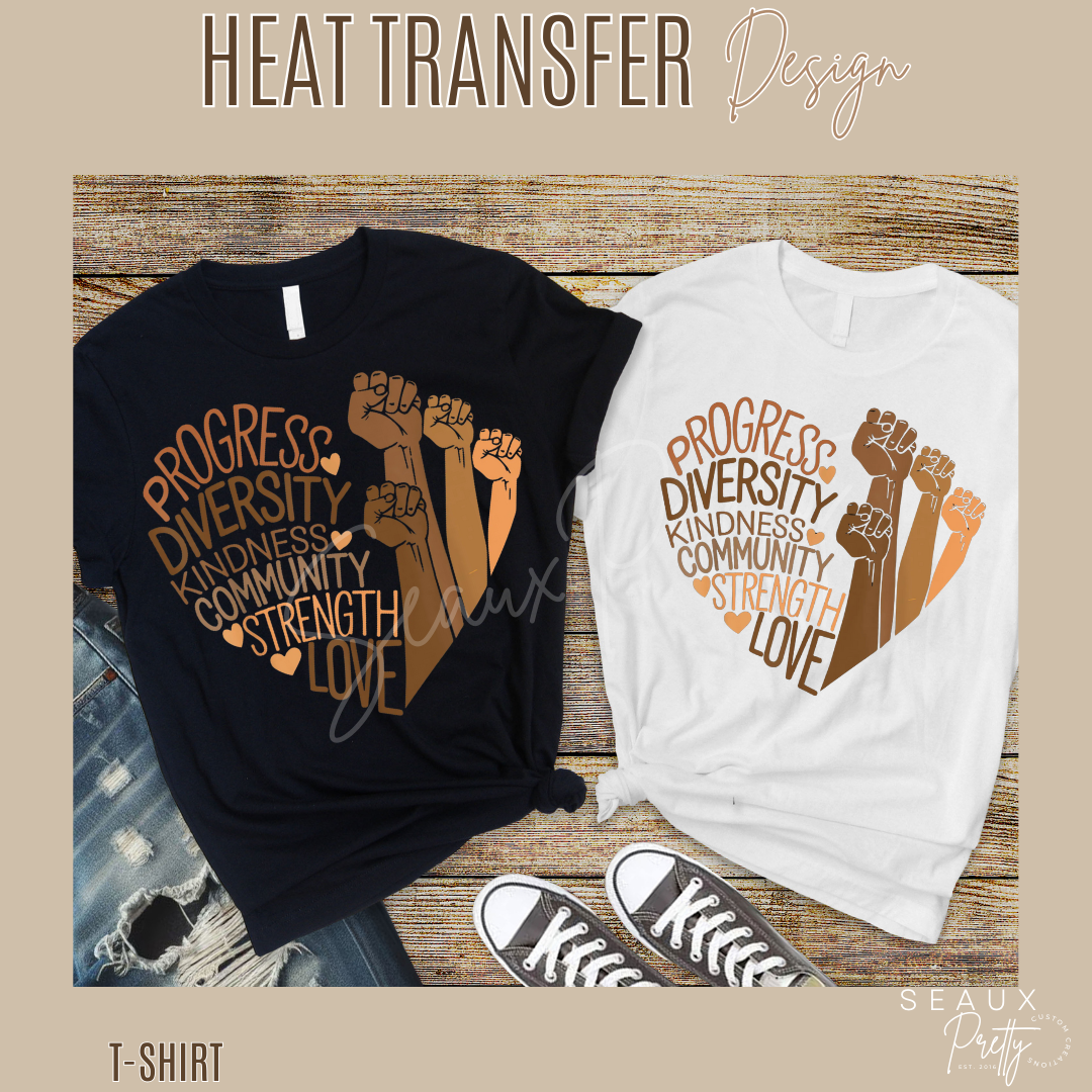 Black History Heart with Fists Tee