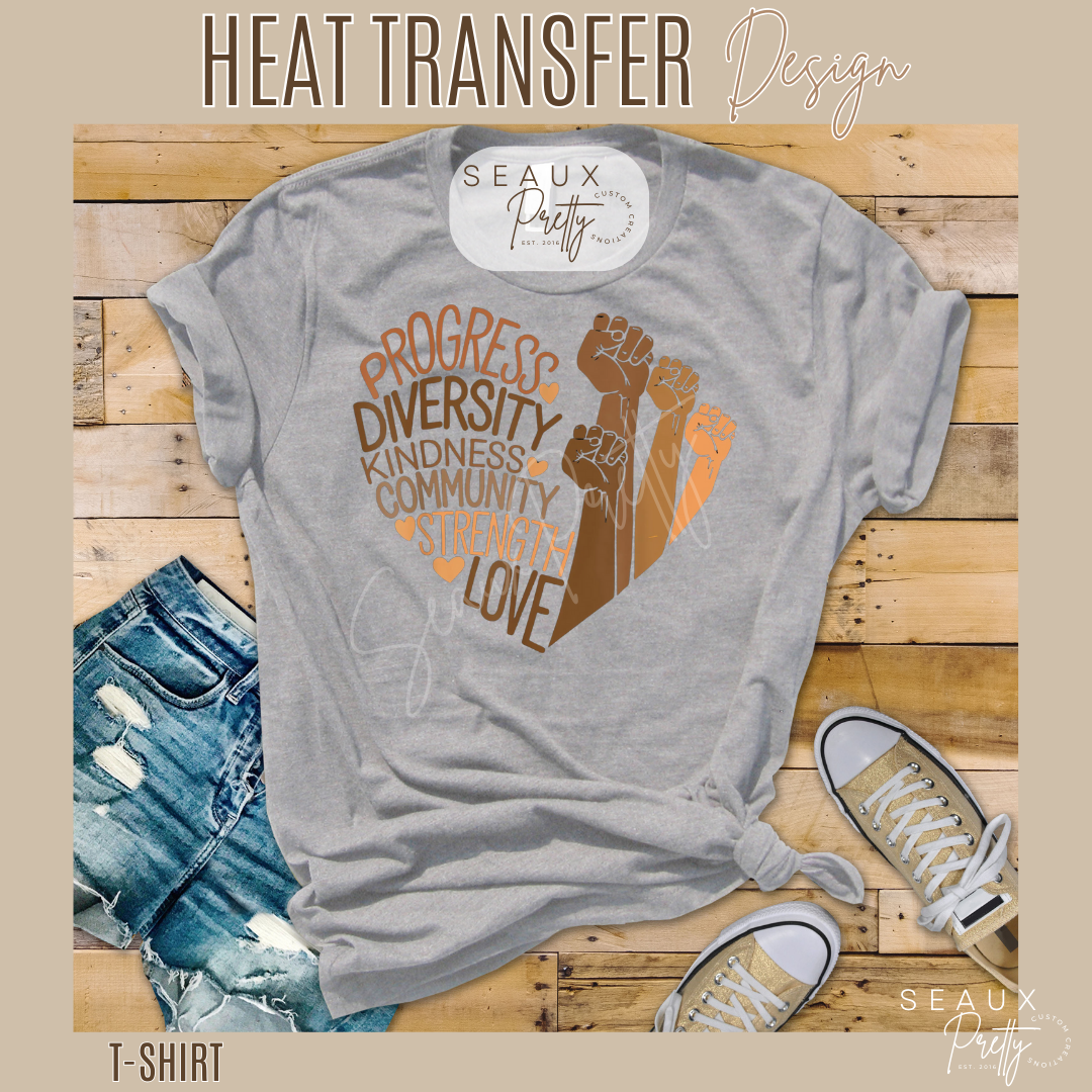 Black History Heart with Fists Tee