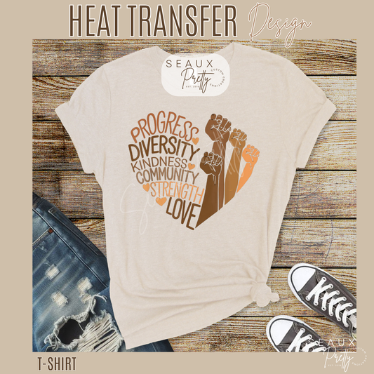 Black History Heart with Fists Tee