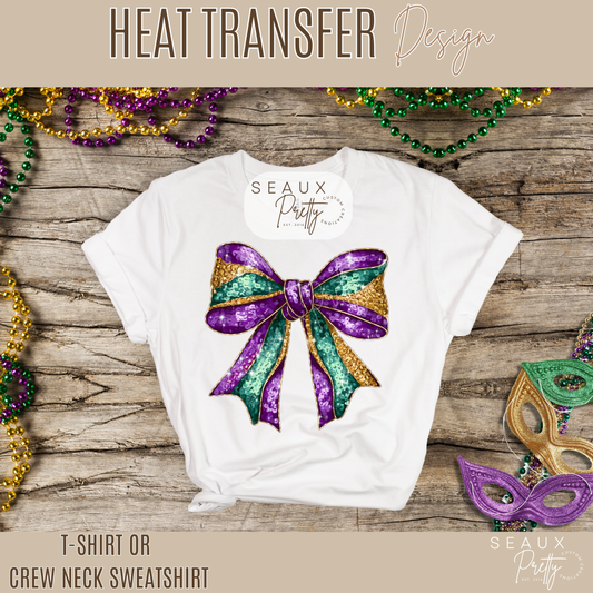 Sequins Look Coquette Bow Mardi Gras Tee
