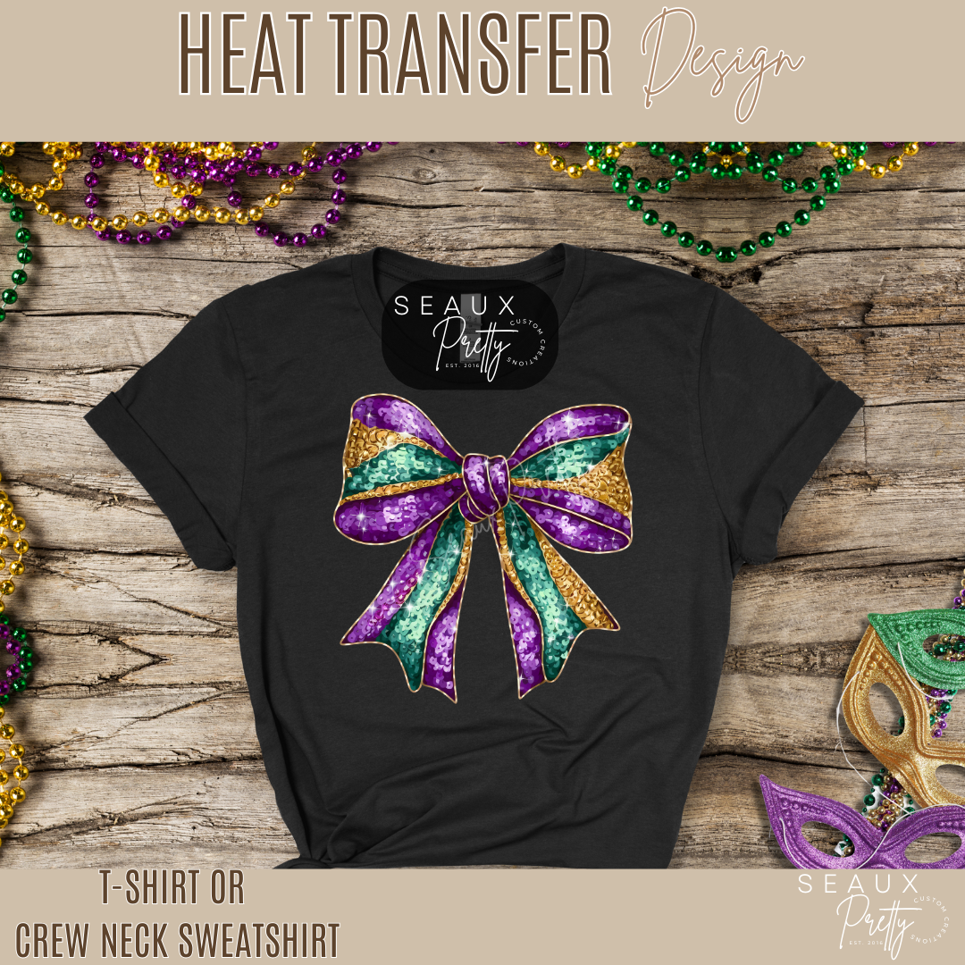 Sequins Look Coquette Bow Mardi Gras Tee