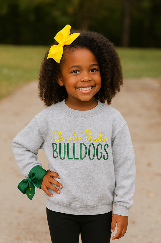 Embroidered School Spirit Crew Neck Sweatshirt