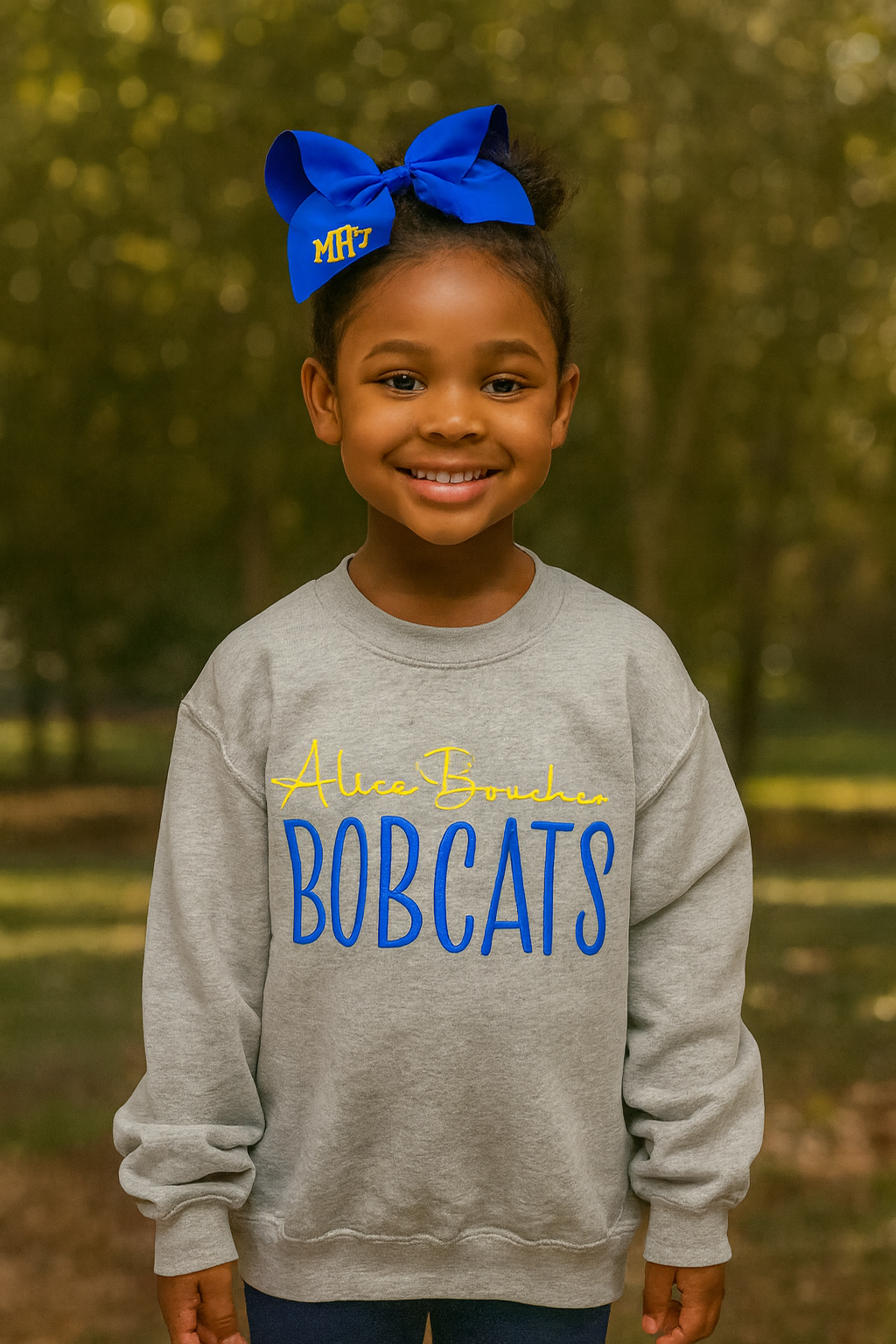 Embroidered School Spirit Crew Neck Sweatshirt