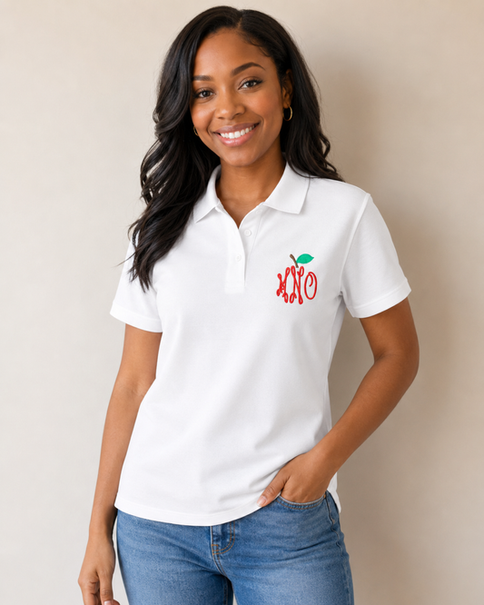 Apple Monogram Embroidered Design w/initials