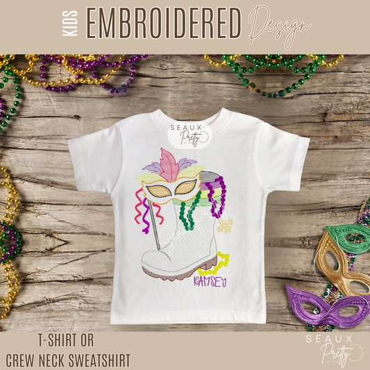 KIDS Mardi Gras Embroidered Boot Tee V2