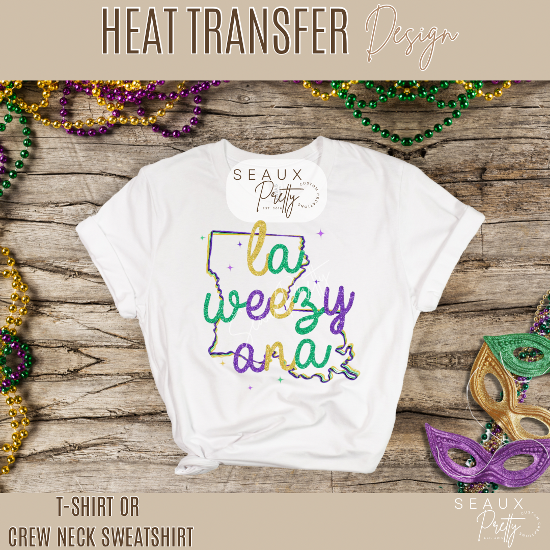 Laweezyana Mardi Gras Glitter Look Tee