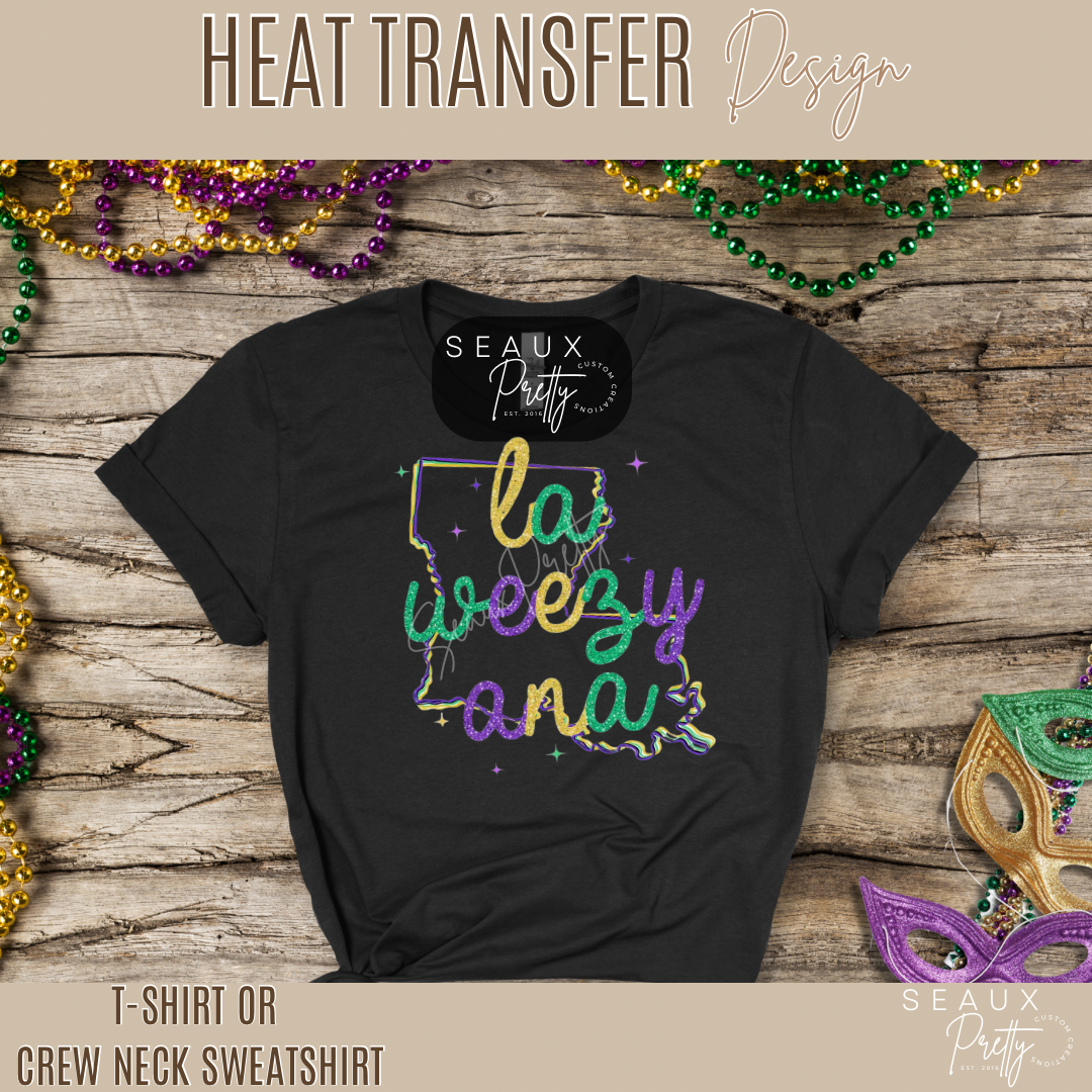 Laweezyana Mardi Gras Glitter Look Tee