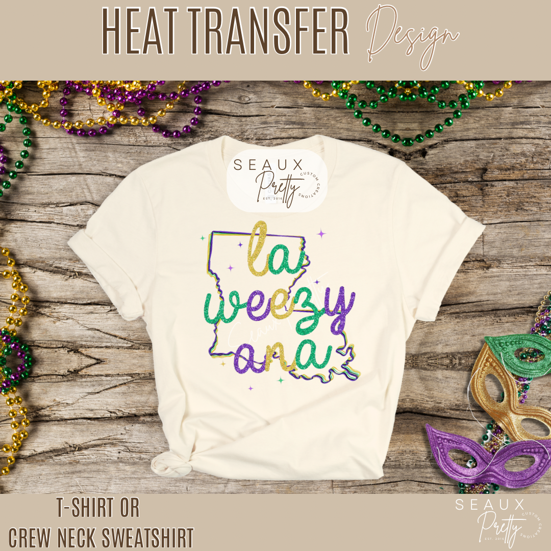 Laweezyana Mardi Gras Glitter Look Tee