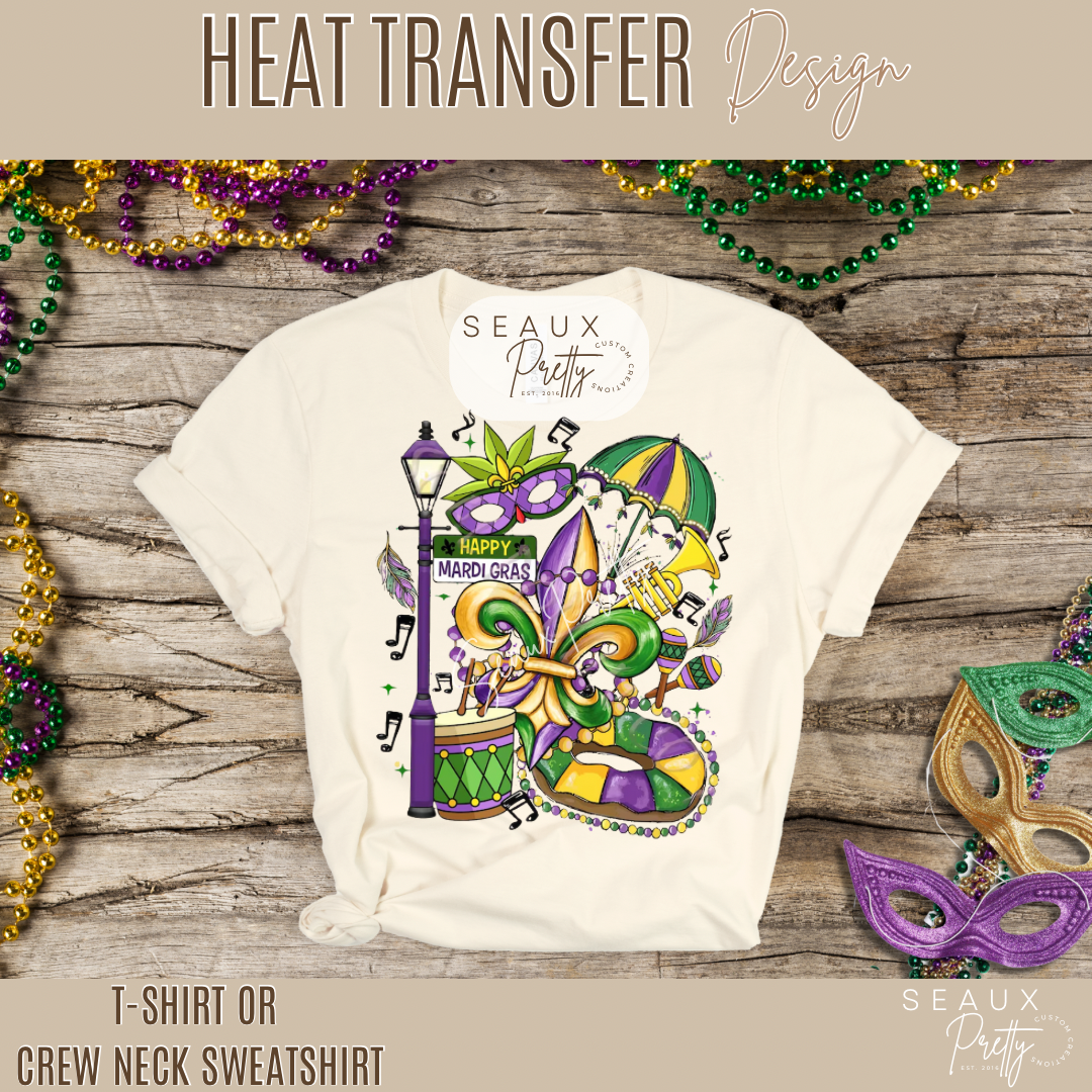 Mardi Gras Collage Tee Version 1
