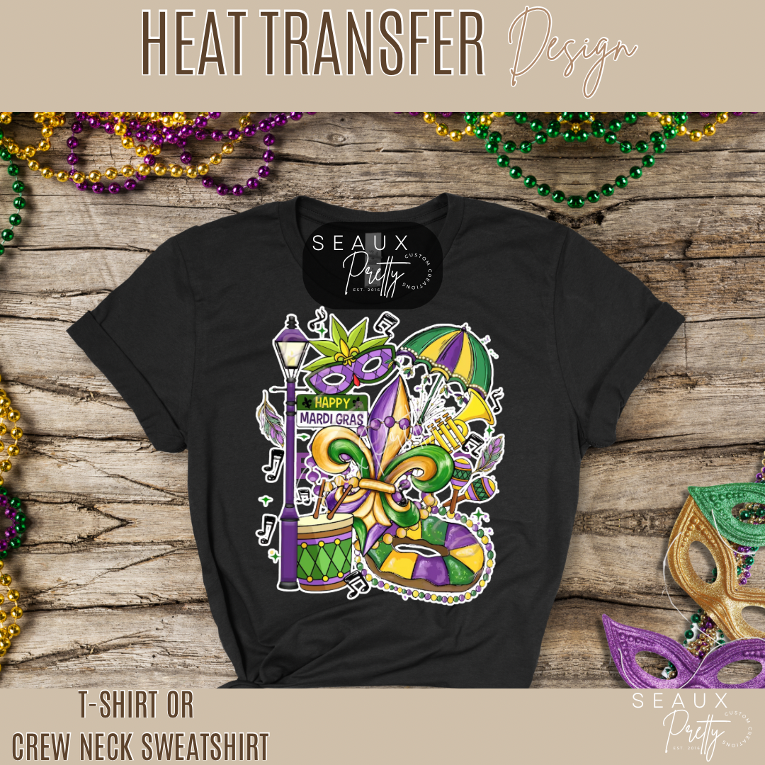 Mardi Gras Collage Tee Version 1