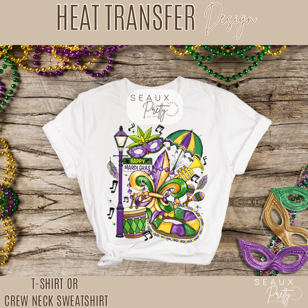 Mardi Gras Collage Tee Version 1