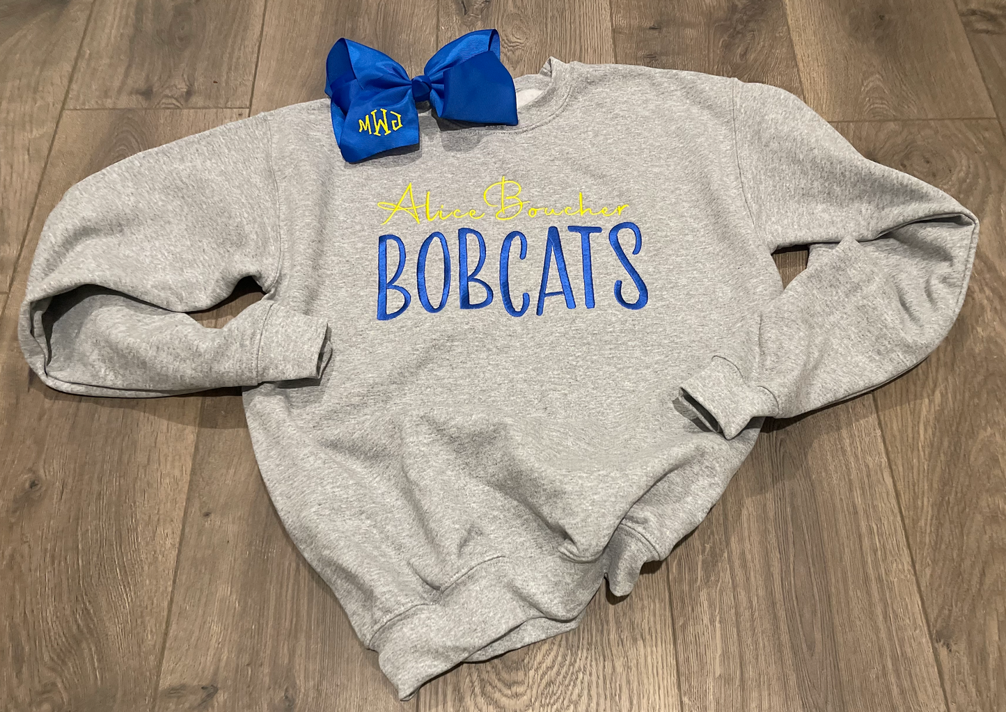 Embroidered School Spirit Crew Neck Sweatshirt