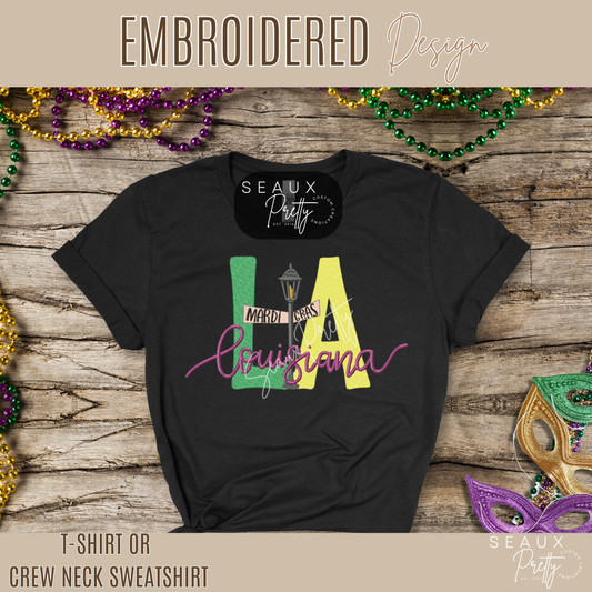 LA Mardi Gras Embroidered Tee