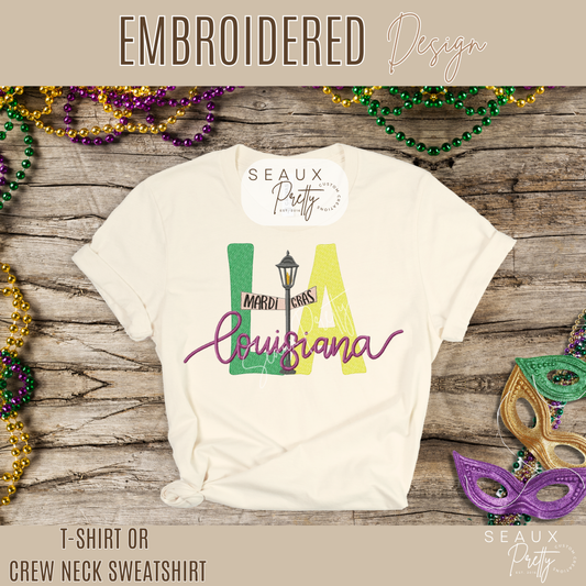 LA Mardi Gras Embroidered Tee