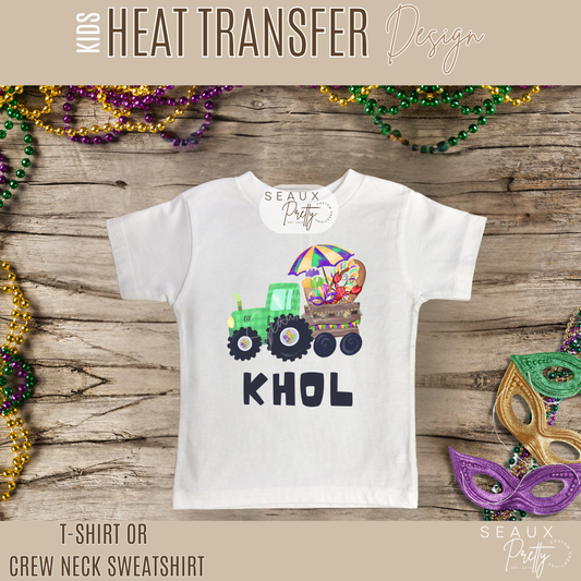 KIDS Mardi Gras Green Tractor Tee