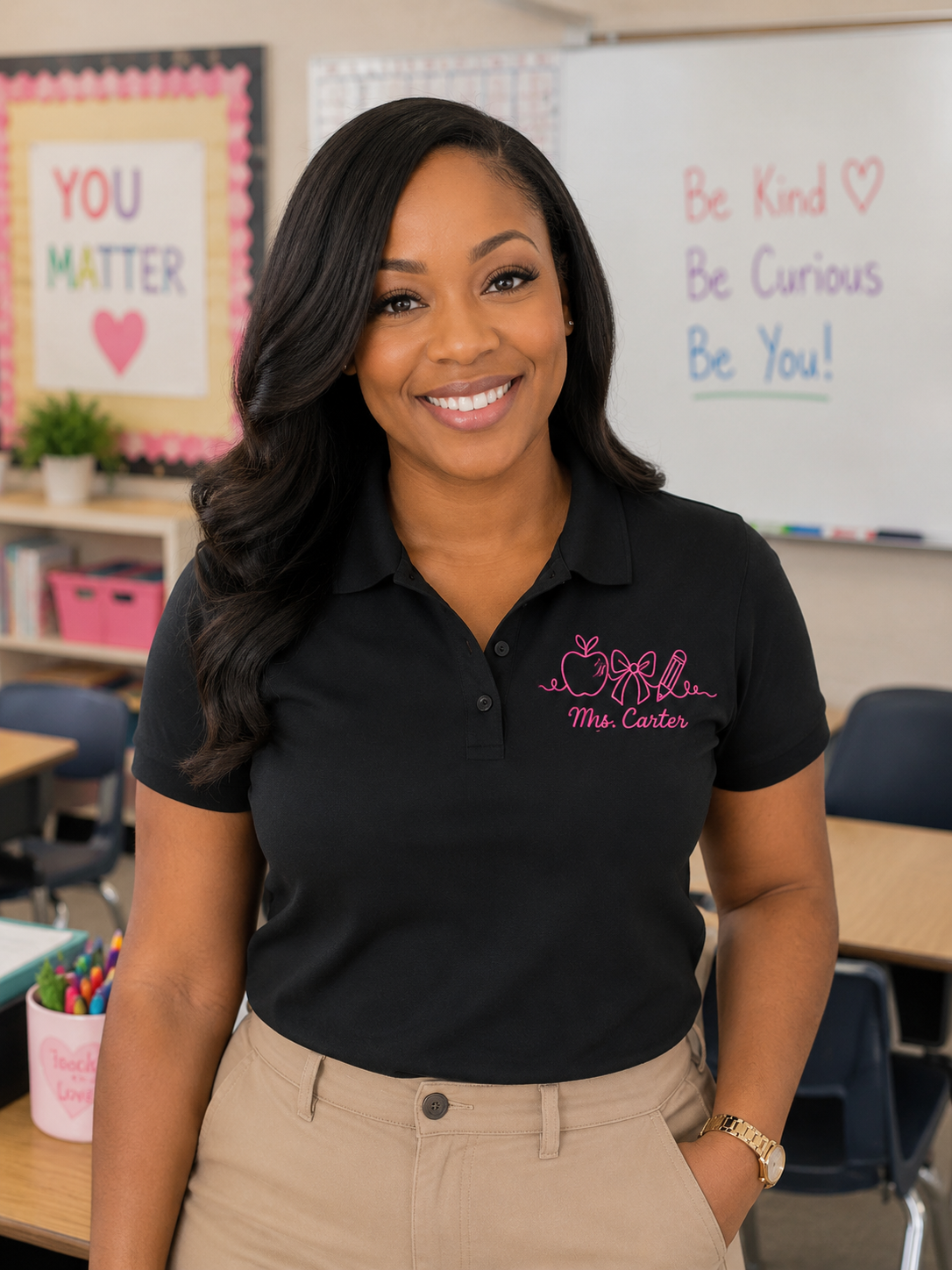 Teacher Trio Embroidered Design w/Name