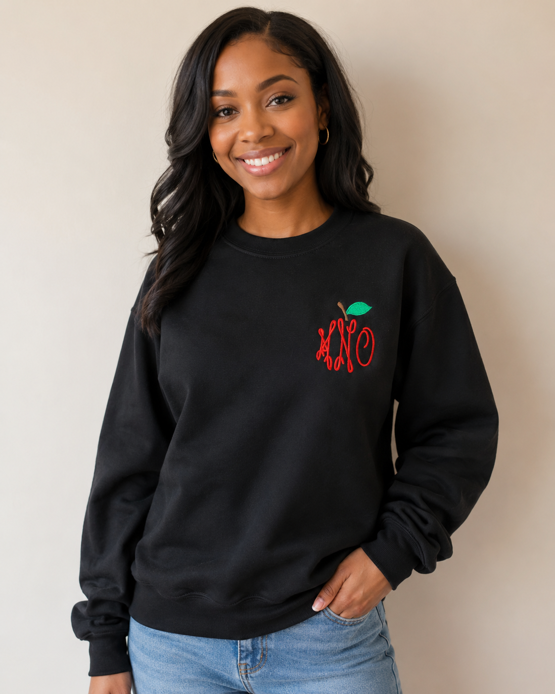 Apple Monogram Embroidered Design w/initials