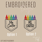 Crayon Pocket w/name Embroidered Design